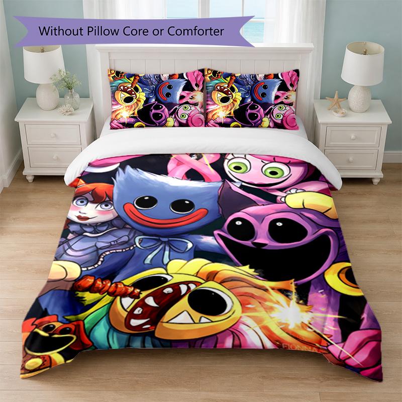 Poppy Playtime Stampa Set Copripiumino 3 Pezzi 1 Copripiumino e 2 Federe Biancheria da Letto Morbida per Camera da Letto Domestica