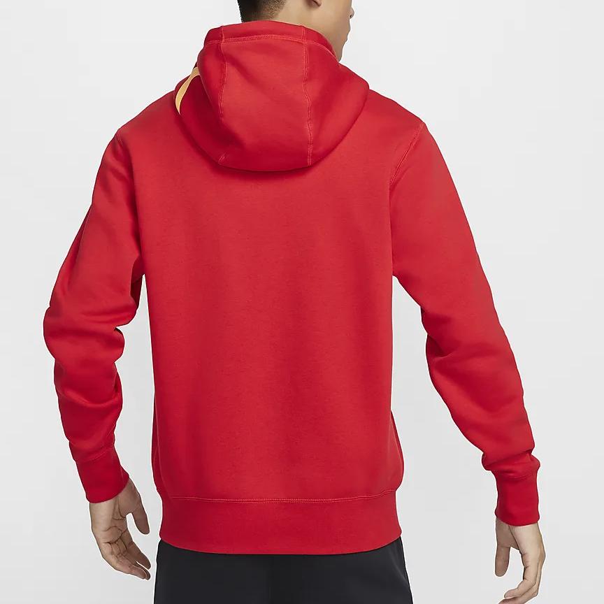 Nike Club Ja Hooded Pullover Fleece Basketball Sweatshirt Men sweatshirt University-Red Cosmic-Gold FZ1039-657