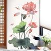 Removable Art Sticker Creative Bedroom Decorative Wallpaper Lotus Dragonfly Wall Sticker Living Room Wall Background Home Decor