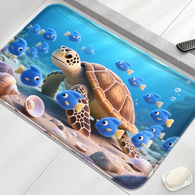Bunte Badezimmertür-Matte mit Seestern-Muster, wasserabsorbierender kleiner Teppich, Toilettensitz-Matte, dekorative Bodenmatte, maschinenwaschbar