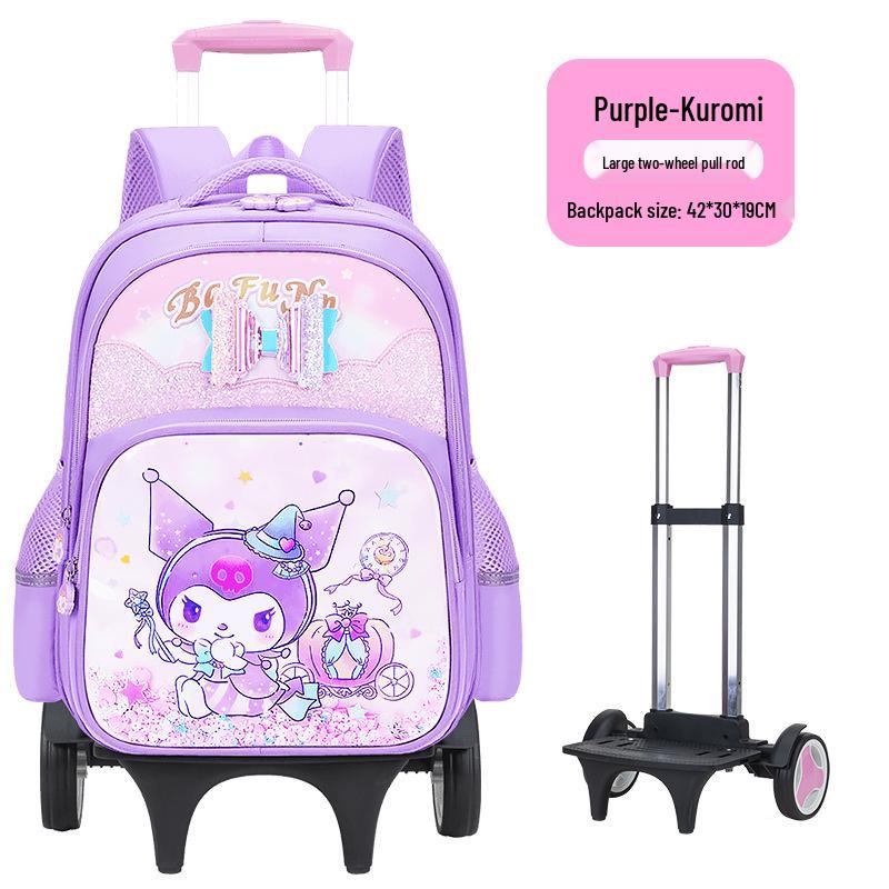 Lightweight Trolley Schoolbag for Primary School Girls - Large Capacity Backpack for Grades 1-6