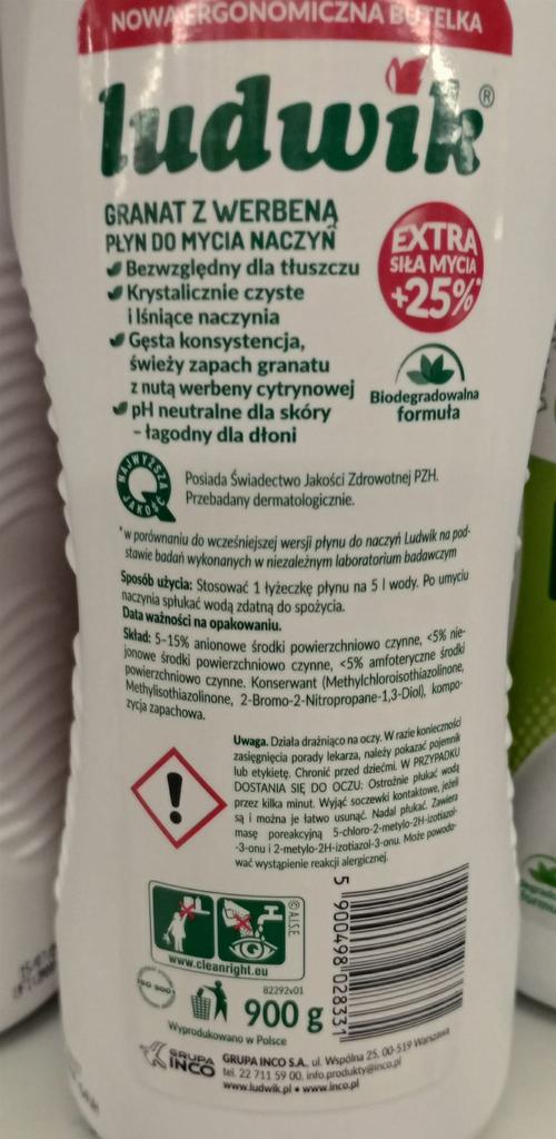 Ludwik garnet dishwashing liquid 900 ml