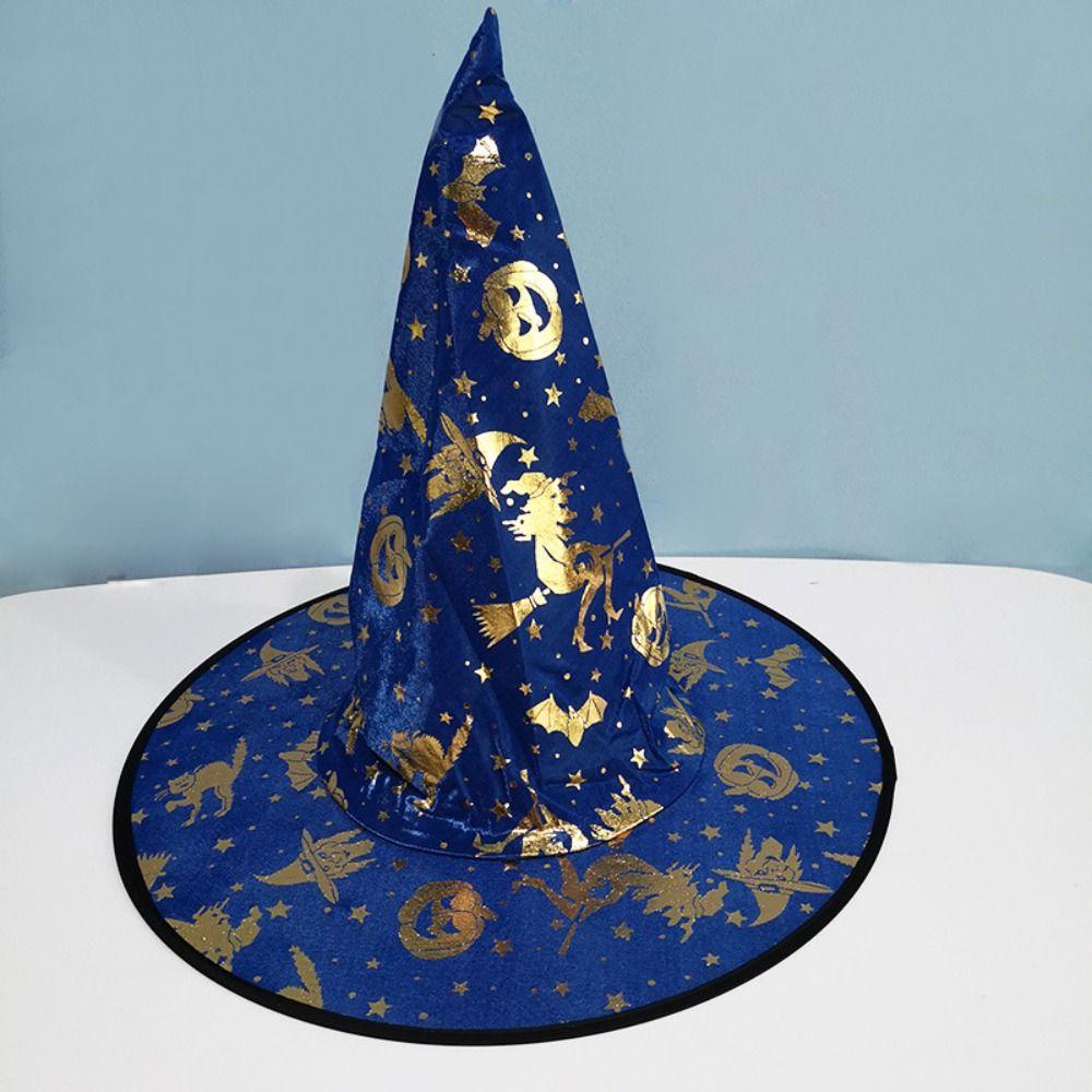 Skull Pattern Halloween Witch Hat Colorful Halloween Cosplay Accessories Children Wizard Cap  Kids