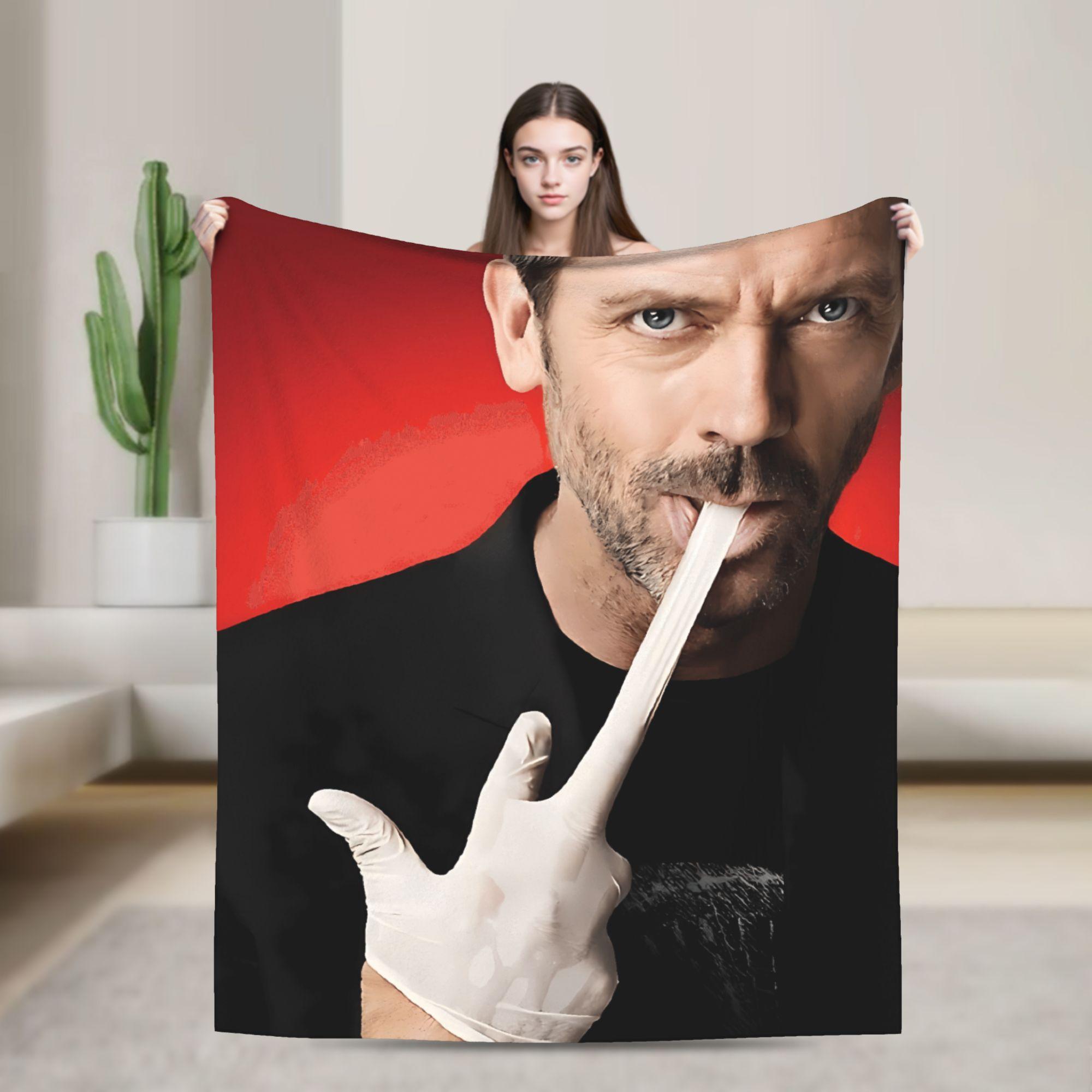 

Dr Gregory House Soft Warm Blanket Picnic Plush Throw Blanket Novelty Outdoor Flannel Bedspread Sofa Bed Cover 130x150cm