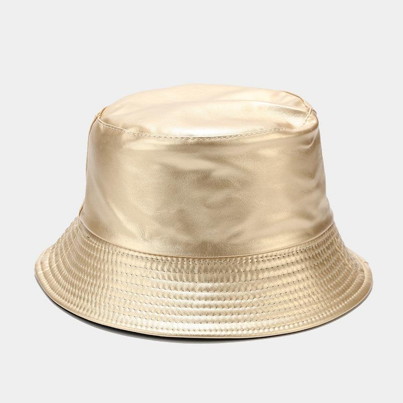 Retro leather double-sided bucket hat men's and women's outdoor versatile sun hat four seasons can wear basin hat