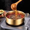 Korean Style Ramen Pot Stainless Steel With Lid Soup Pot Gold Plated Double Ear Hot Pot Camping Cookware