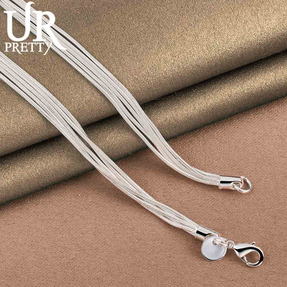 Halskette mit Anhänger aus 925er Sterlingsilber mit Schlangenkette und fünf Herzen