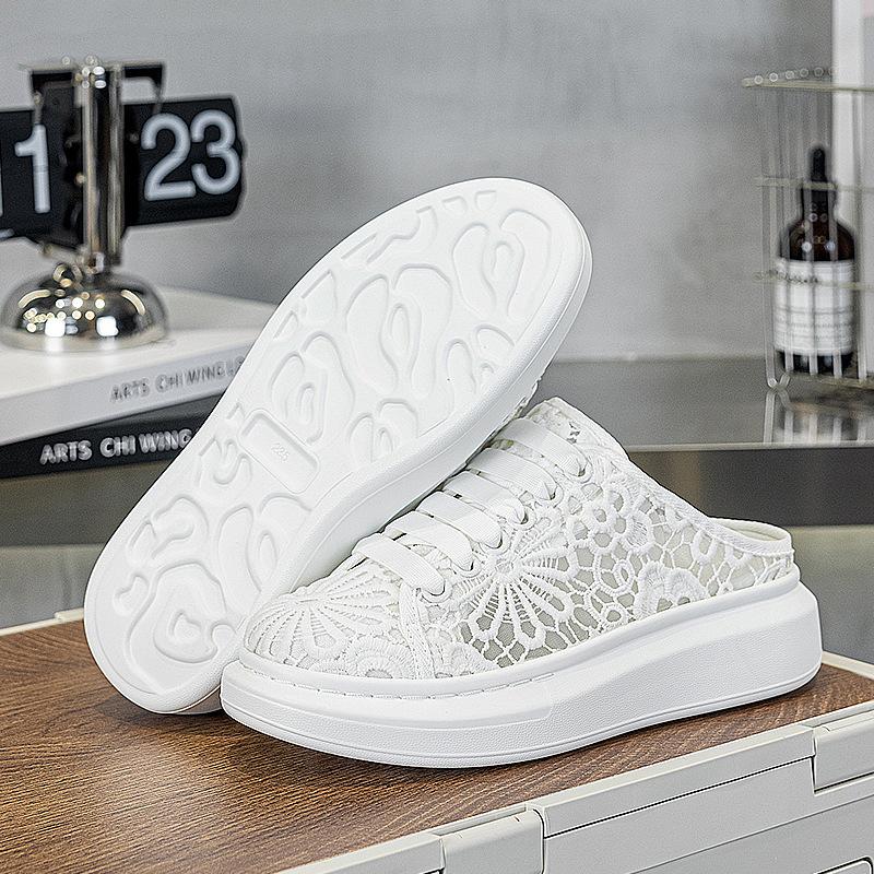 Xiaoxiangfeng fisherman shoes women's summer new lace flat-bottomed casual lazy bag head half slippers