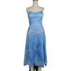 Evening Dress V Neck A-line Slim Waist High Waist Strappy Dress Bing Swing Backless Sleeveless Embroidery Slip Dress for Prom Party