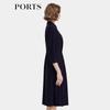 PORTS Women's Long Sleeve Shirt Collar Midi Dress