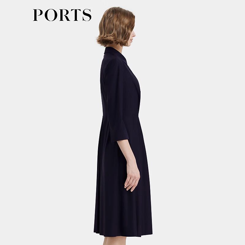 PORTS Women's Long Sleeve Shirt Collar Midi Dress