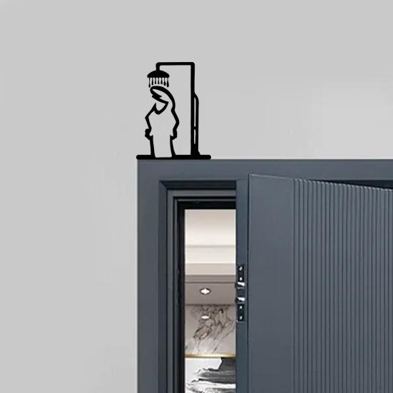 Yousheng Metal Bathroom Sign Black Shower Figure Wall Decoration Minimalist Line Rustic Door Sign Funny Door Topper for Bathroom Decoration