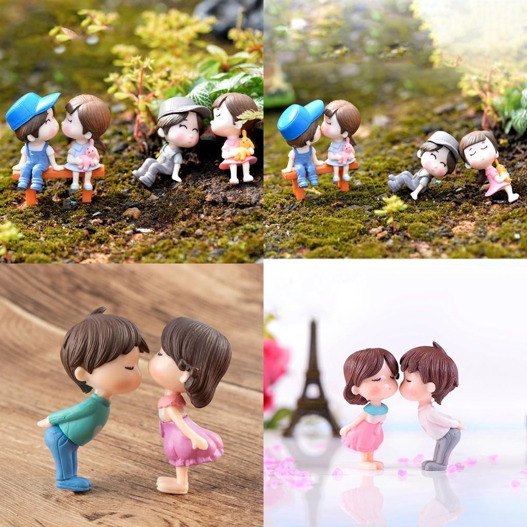 Delightful Kissing Couple Dolls For Handicraft Micro Garden Ornamentation
