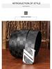 Men's Plaid Cowhide Belt with Stainless Steel Smooth Buckle