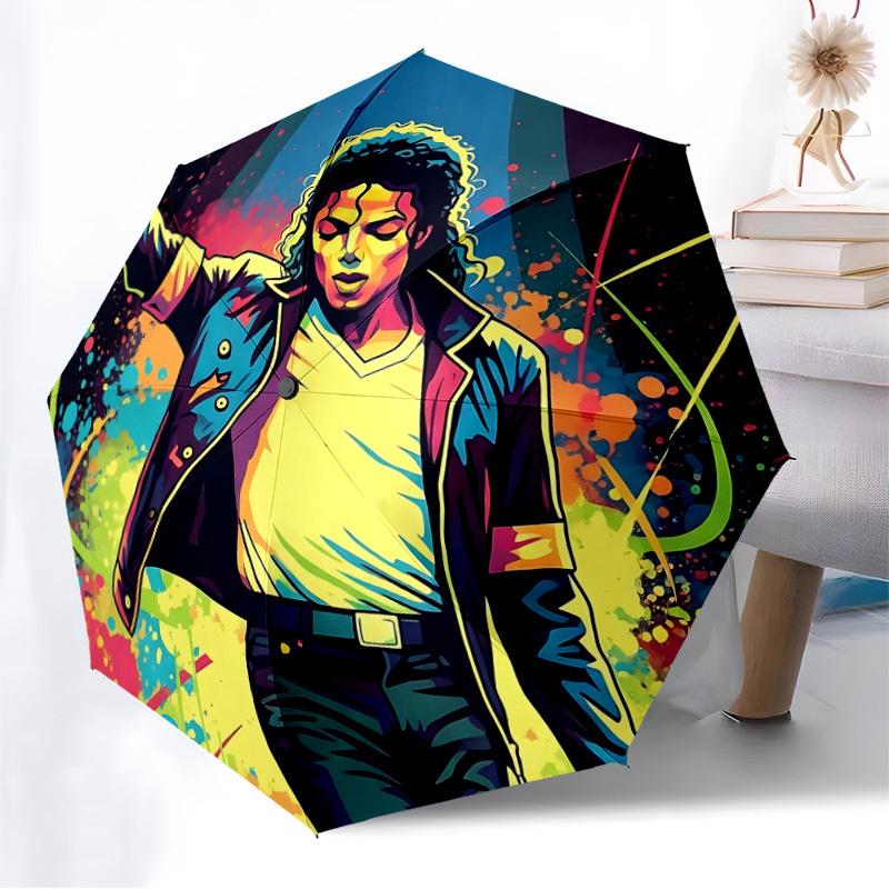 1pc Michael Jackson Dance Icon Automatic Folding Umbrella, Portable Collapsible Design, Casual Outdoor Accessory L1127120