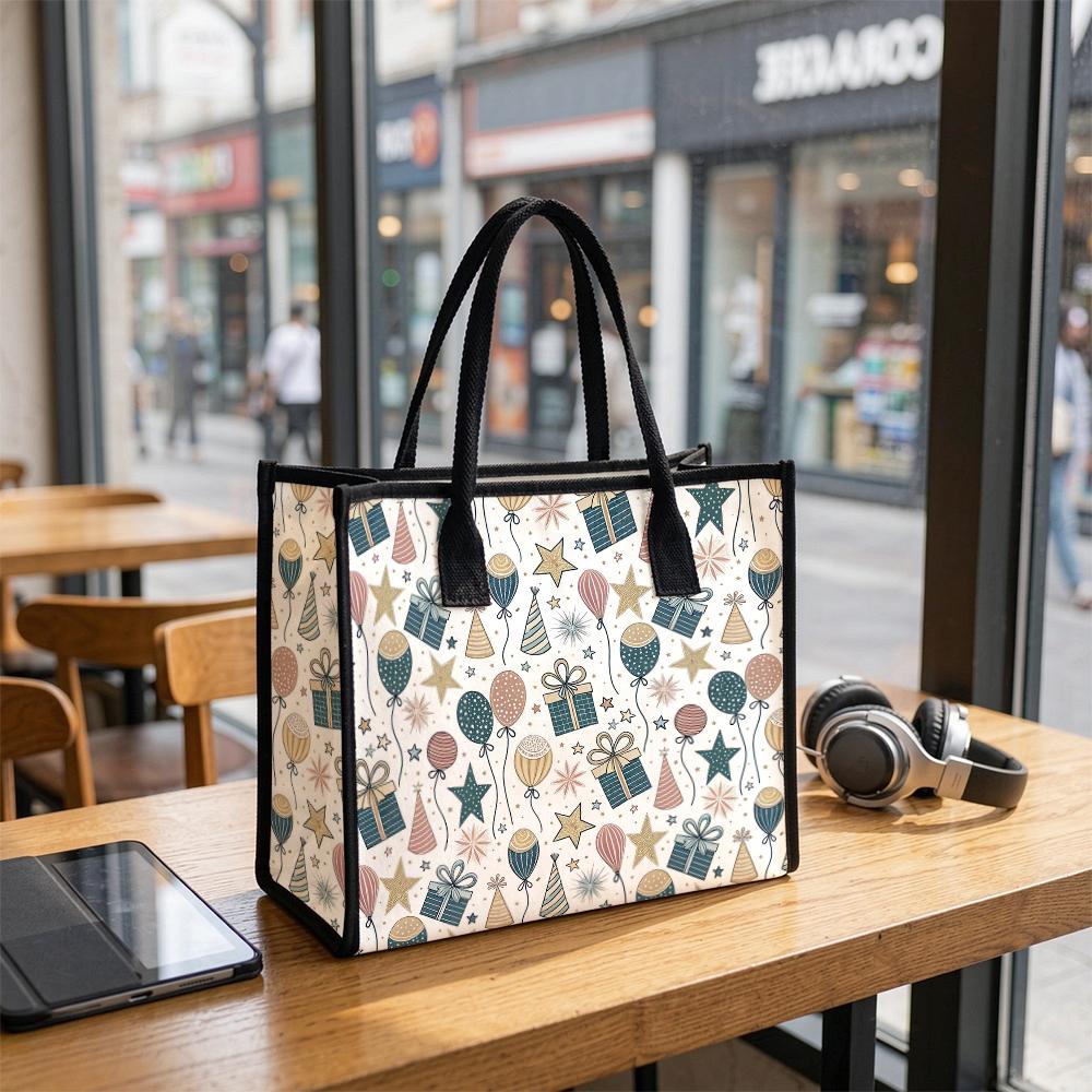 Cute Party Pattern Tote Bag Stylish Portable Casual Shoulder Handbag for Daily Use