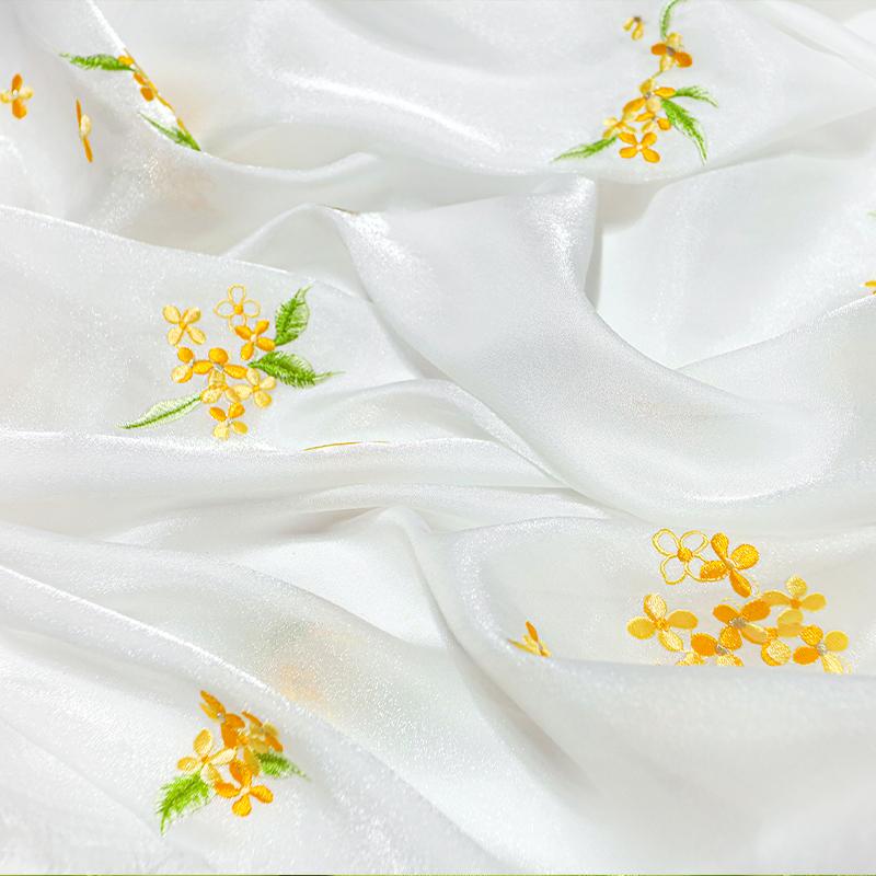 50x150cm Ancient Style Embroidery Flowers Fabric Ultra-Thin Chinese Style Fabric for DIY Hanfu Wedding Dress Stage Decor