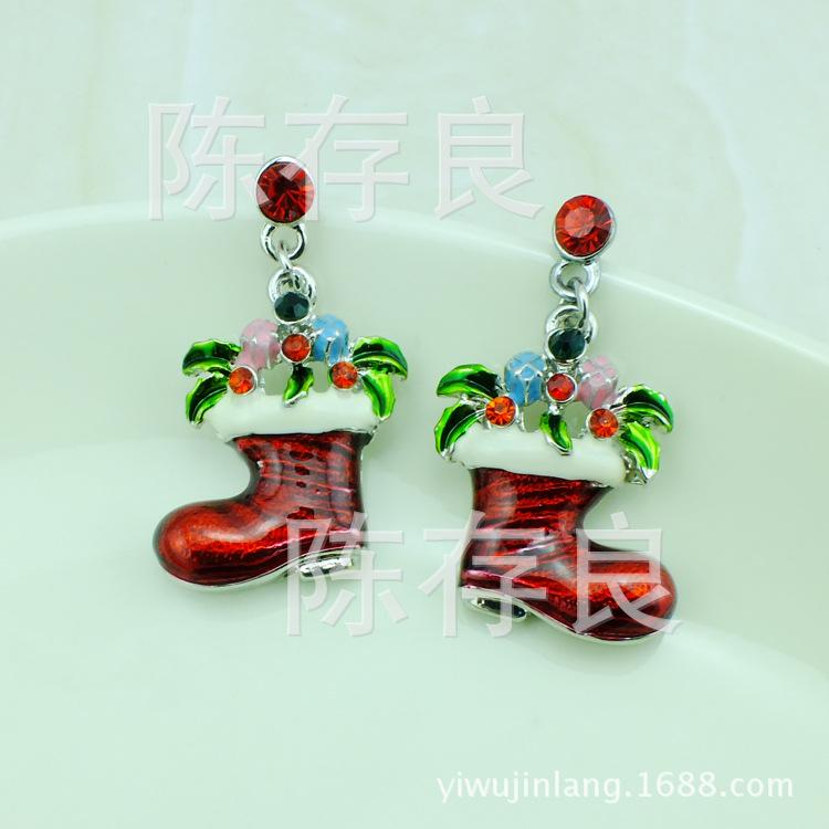 Red Enamel Christmas Earrings - European & American Fashion