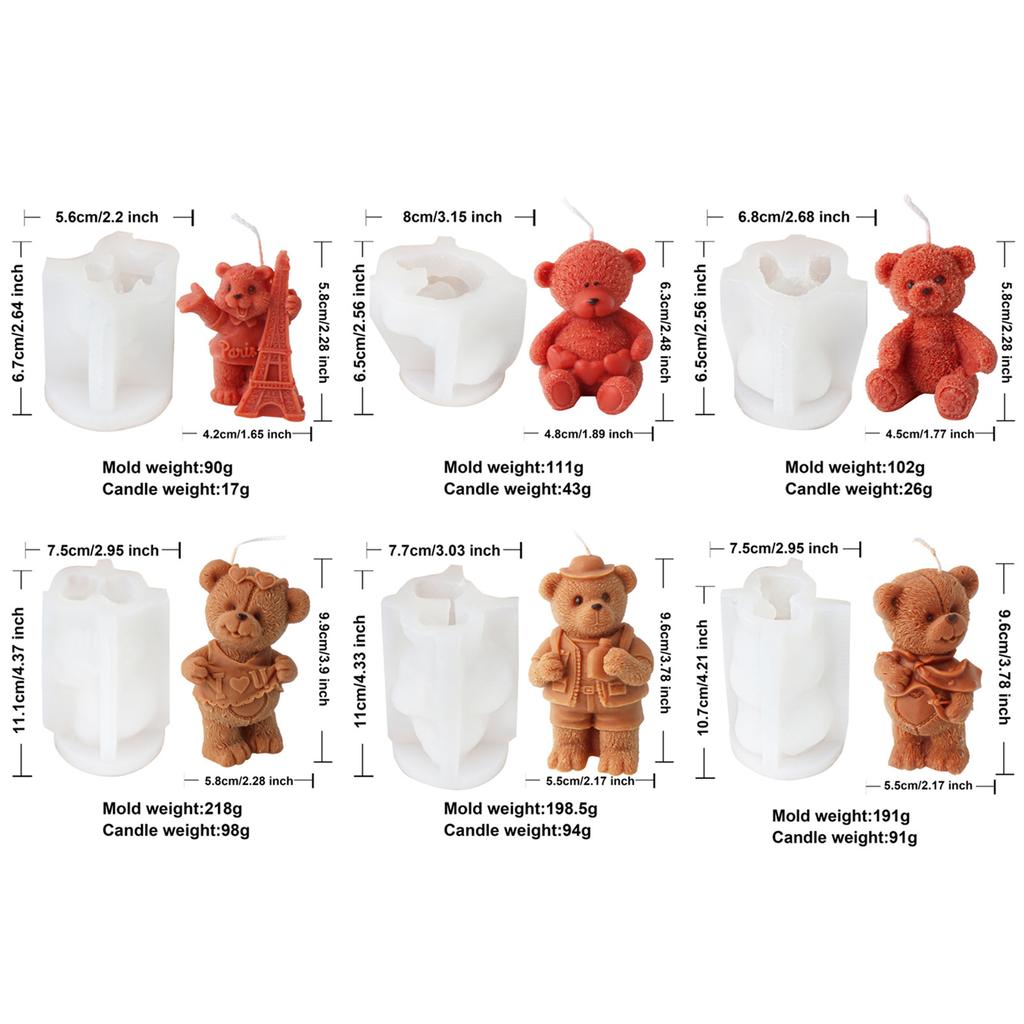 3D Bear Silicone Mould for Creative Candle Making Flexible and Easy To Clean Decoration for Craft and Decorations