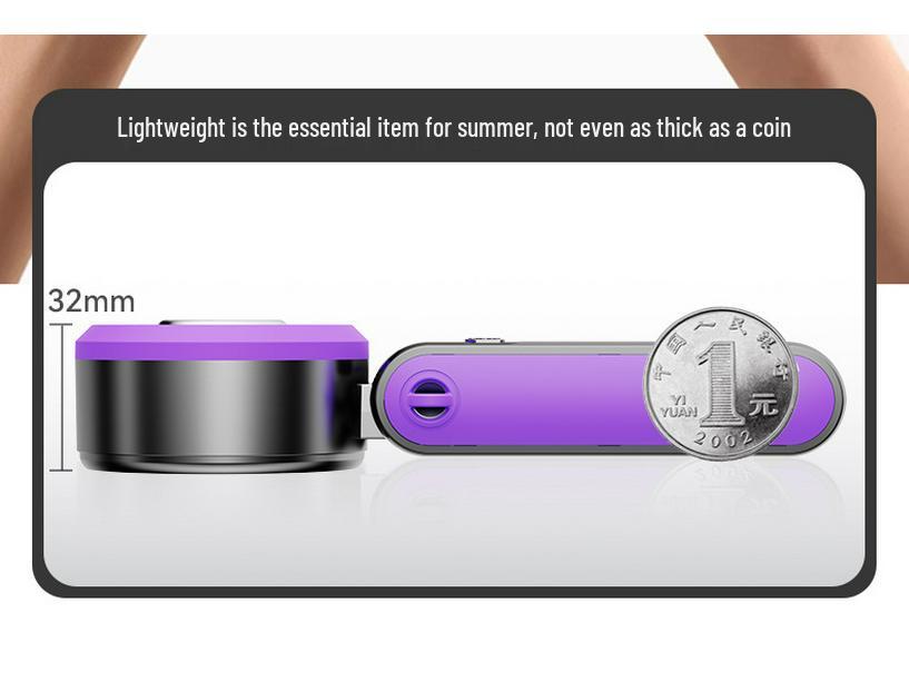Upgraded Mini Portable Turbo Foldable Neck Fan with USB, Semiconductor Cooling & Digital Display
