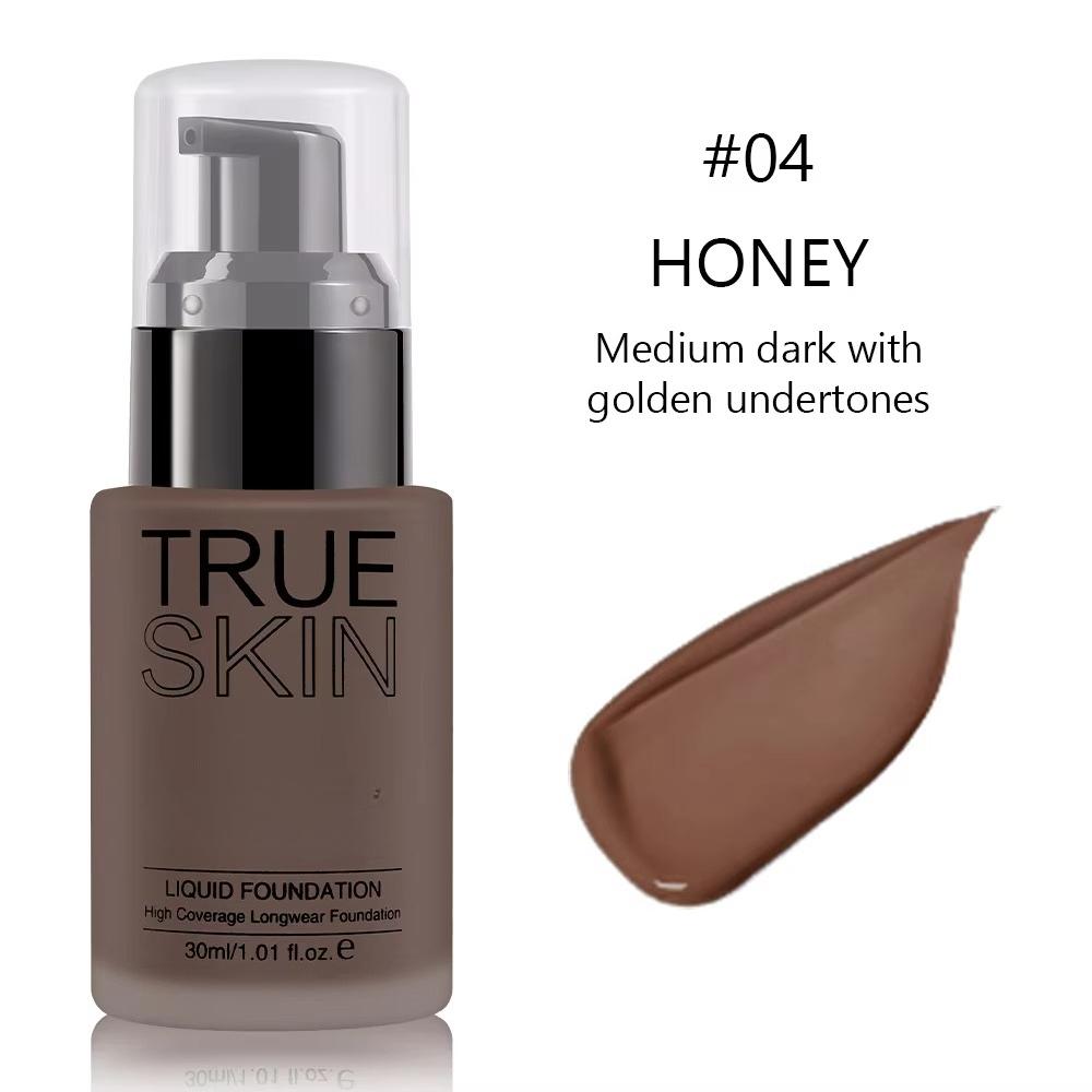 Full Coverage Foundation Deep Brown 30ml Water Based Liquid Makeup Sweatproof Transfer Resistant For A Complexion