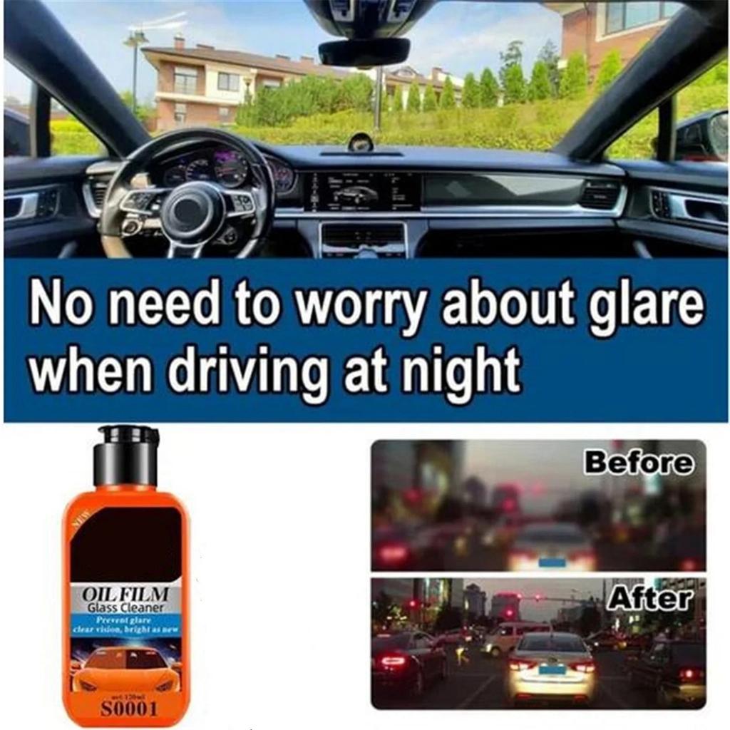 Car Glass Oil Film Cleaner, Car Glass Cleaner, Solves Water Stains, Bird Droppings, Coatings, Etc., Making The Glass Clear (120ml)