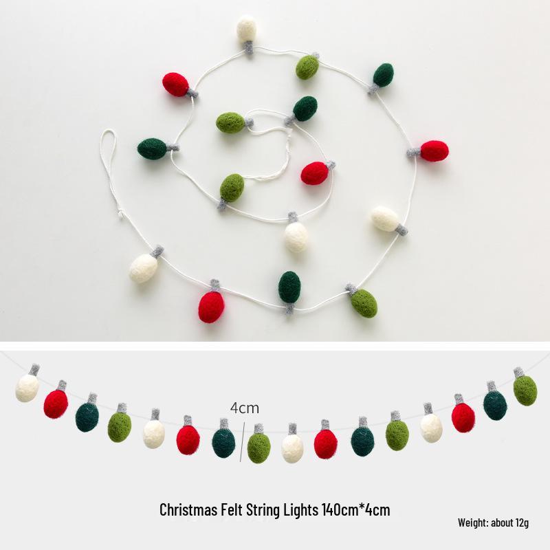 NUCHI Wool Felt Christmas Lights & Tree Ornaments Set