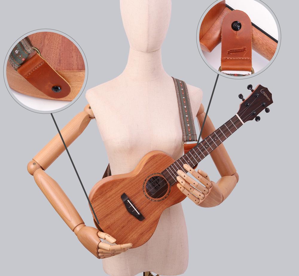 Langting Embroidery Universal Ukulele Shoulder Strap for 21, 23, 26 Inch Ukuleles