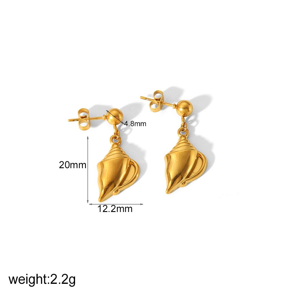 Light Luxury Fashion Marine Series Jewelry Stainless Steel Shell Earrings 18k Gold Starfish Stud Earrings Women