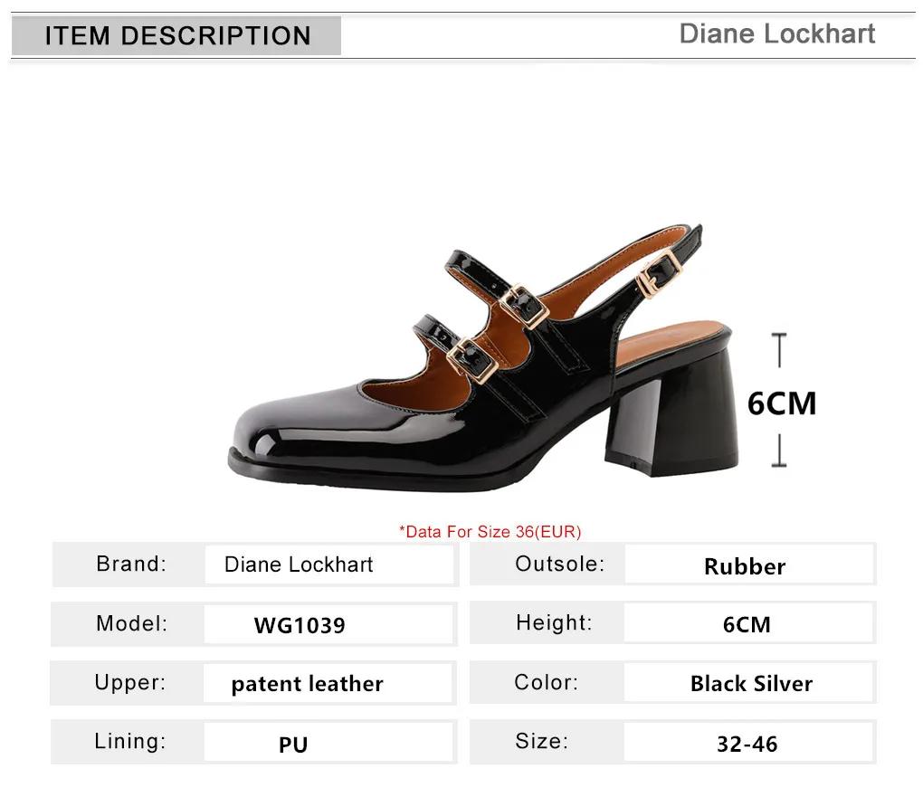 Modă Retro Toc Gros Toc Mediu Pantofi Mary Jane Cu Vârf Pătrat Sandale Argintii Negre Vară Nou Mărime Mare 32-46 Pantofi de Damă Modă