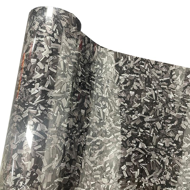 Rotolo Vinile Autoadesivo Fibra di Carbonio Forgiata Lucido PET Premium Pellicola per Wrapping Veicoli Auto