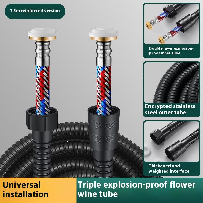1 Piece Bathroom Accessories Shower Pipe Extension Soft Stainless Steel Braided Inner Tube 1.5/2M Long Flexible Shower Hose
