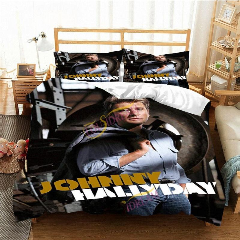 Francia Cantante Rock J-Johnny H-Hallyday Set Biancheria da Letto Singolo Twin Full Queen King Size Set Letto Adulto Bambino Camera da Letto Set Copripiumino