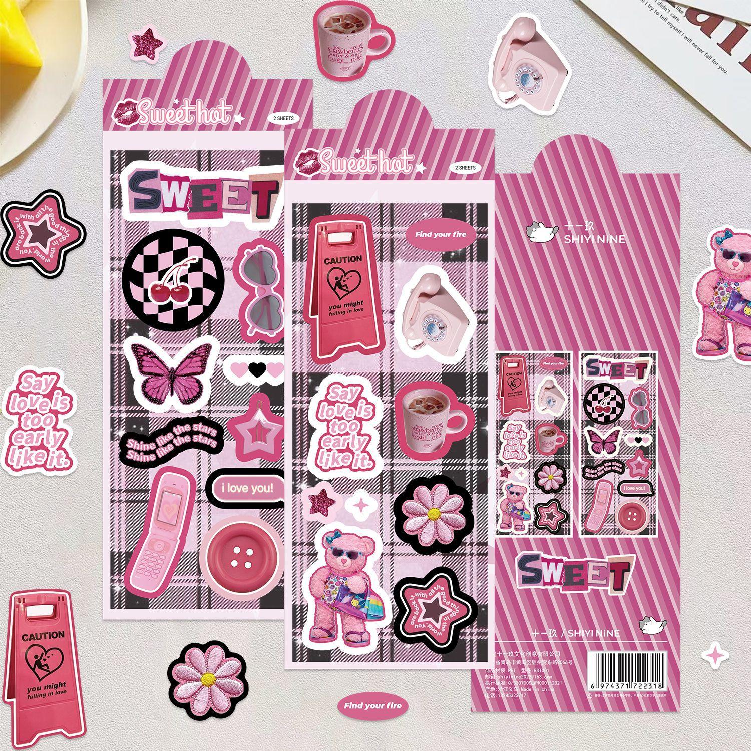 

Cute Pink Hot Girl Sweetheart Stickers Ins Korean Guben Hand Account DIY Decoration Stickers Creative Stickers