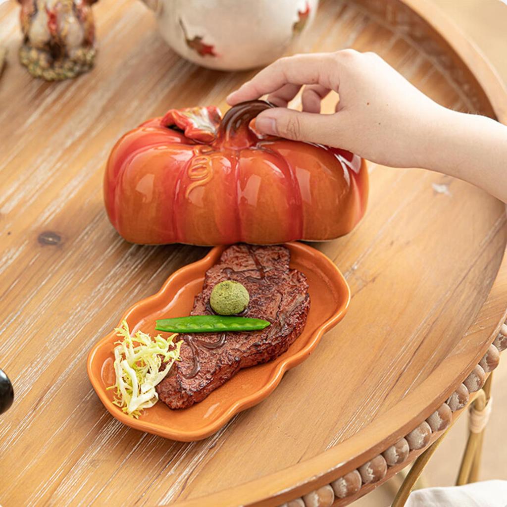 Butter Dish Pumpkin Snack Tray Halloween Butter Dish With Lid For Kitchen Dining Room Fall Centerpiece Thanksgiving Dinner