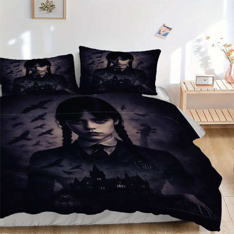 

3pcs Wednesday Addams Duvet Cover Set, 1 Duvet Cover + 2 Pillowcases (No Insert), High-Definition Print, Home & Dorm Set yy251208072 135x200cm