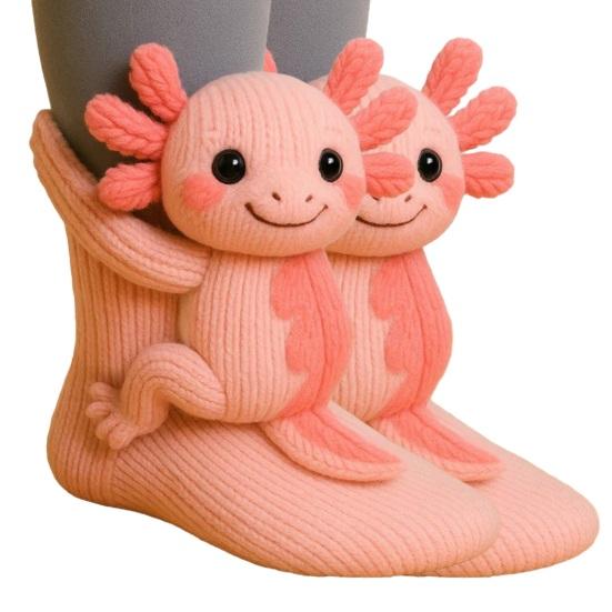 3D Animal Knitted Socks Warm Cute Crew Socks Hand Crocheted Animal Doll Floor Socks Holiday Birthday Gift for Women Girls