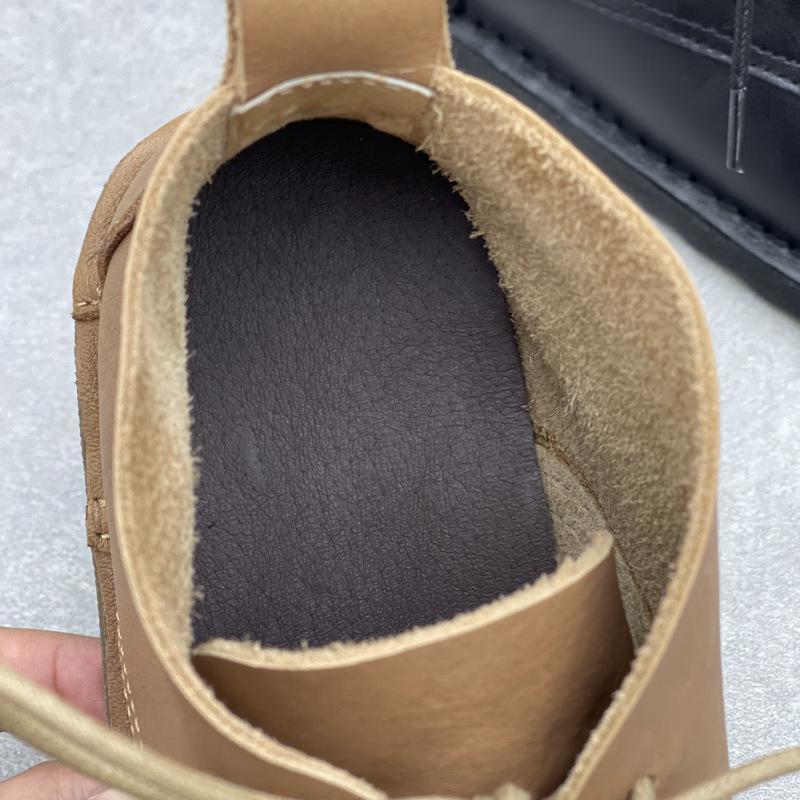 Johnature Handmade Genuine Leather Ankle Boots Casual Soft Cowhide Round Toe Lace Up Flat Women's Shoes