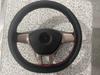Fiber Leather Steering Wheel Cover - Double Circle, Elastic Band, Wear-Resistant, Embossed Design.