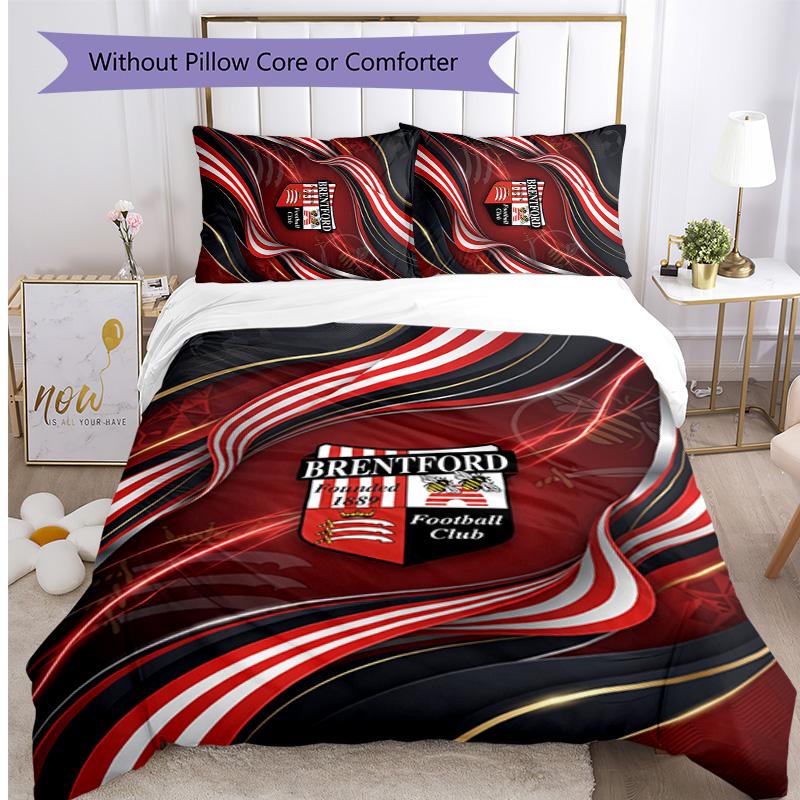 Brentford Football Bedrucktes 3-teiliges Bettwäscheset, Bequemes hautfreundliches Schlafzimmer-Bettbezug-Set