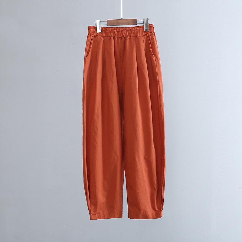 Spring Summer Artistic Loose Sand-Washed Linen Casual Pants for Women - Slimming, Lightweight Meditation Lantern Style