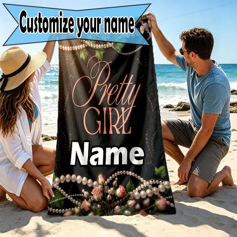 Custom Name Personalized Alpha Kappa Alpha Print Beach Towel, for Trip Camping Beach Party Home Decor, Birthday Gift for Family & Friends