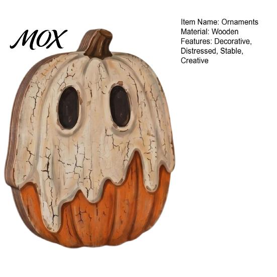 Textured Wood Craft Ornaments Halloween Wooden Ornaments, Distressed Pumpkin/Cat Decorations, Desktop & Wall Premium Solid Art Decors for Autumn