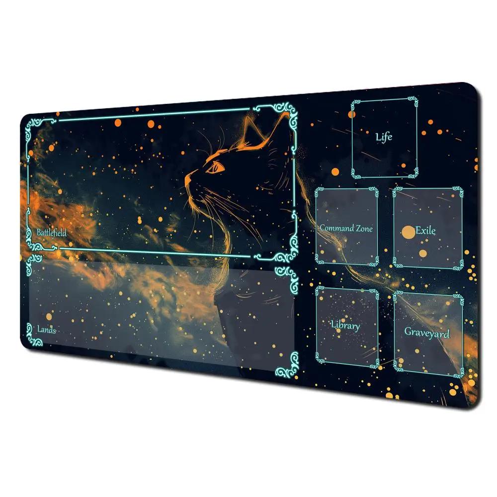 Fantasy White Cat anime magic Playmat Card Gaming Mat with zone MTG TCG gathering game mat Desk Mat Commander Battle playmat