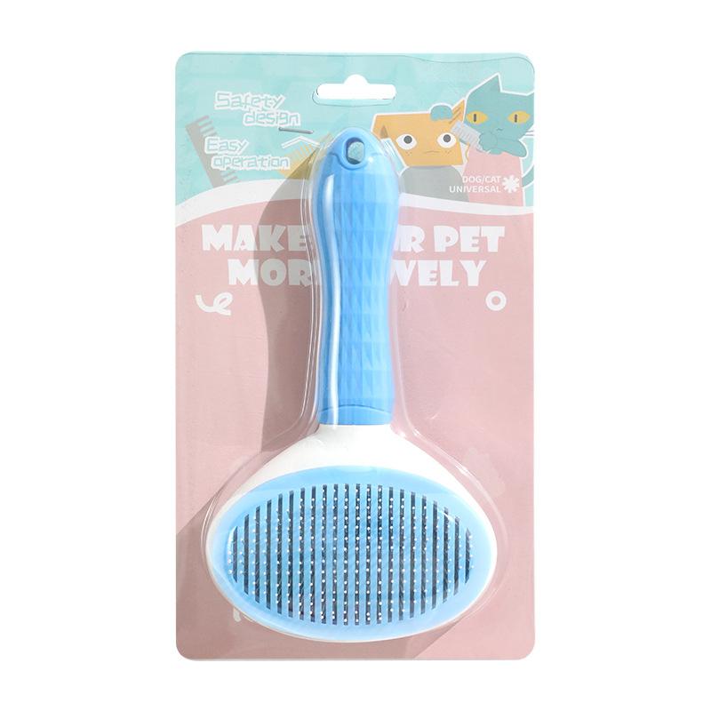 Selbstreinigende Bürste für Haustiere Spot Edelstahlnadel weicher Griff Stahlbürste Katze loses Fell Katzenbürste Zubehör