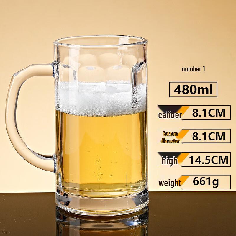 YOLCO Large Capacity Glass Beer Mugs with Handle