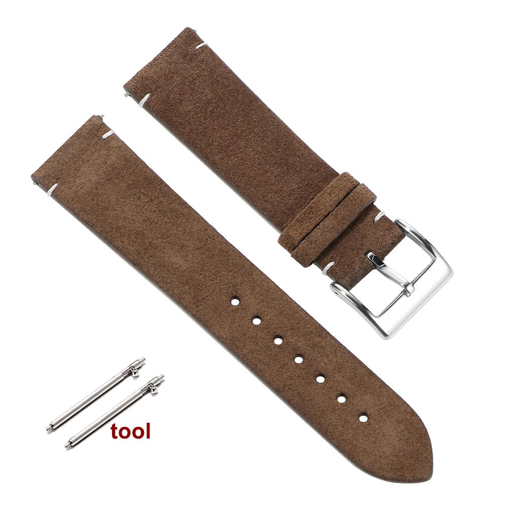 Soft Suede Strap 20mm 22mm Brown Blue Wristband 14mm 16mm 18mm Quick Release Calfskin Leather Bracelet for Women Men Accessories
