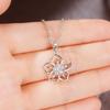 Huitan Delicate Flower Pendant Necklace with Crystal CZ Partysu Fresh Neck Accessories for Women Wedding Party Trendy Jewelry
