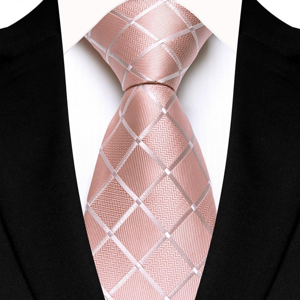 Single Color Plaid & Checks Ties 8CM Groom Jacquard New Mens Necktie  Formal Business