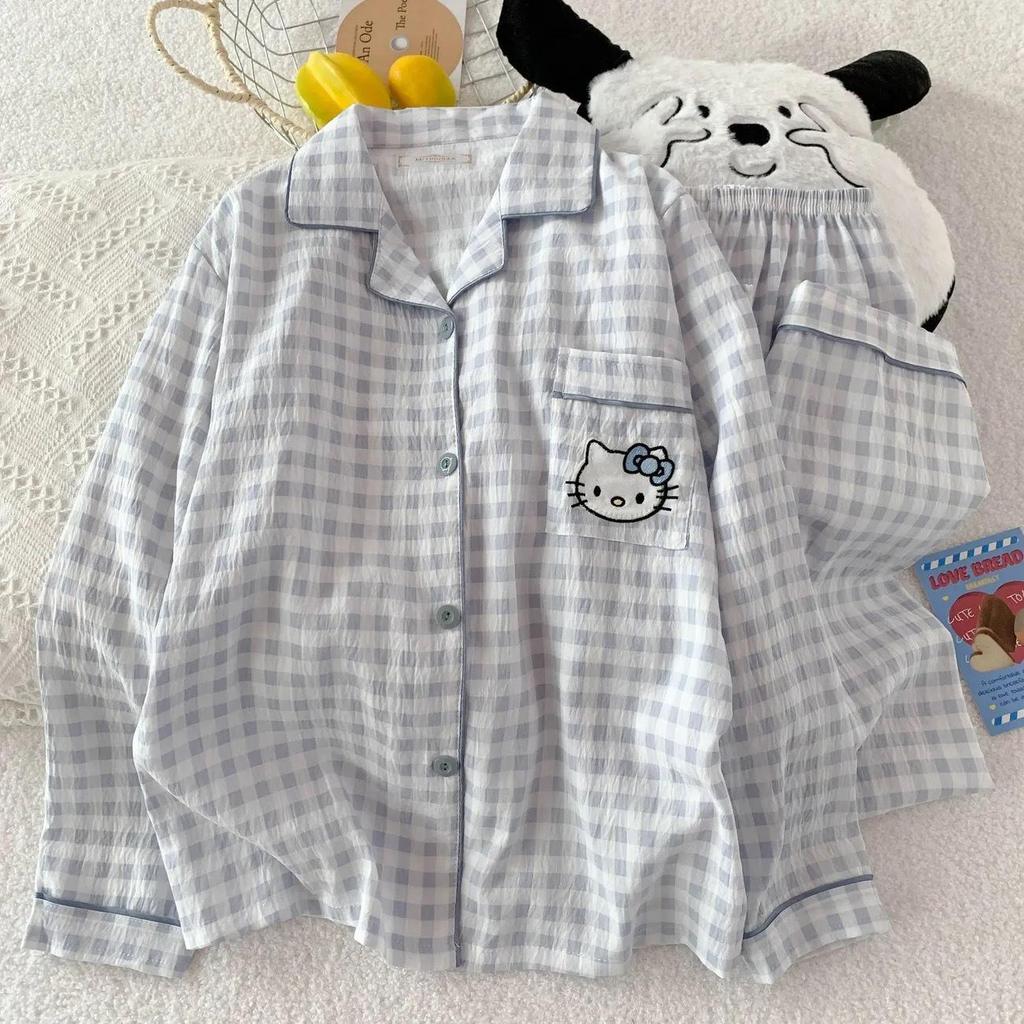 Cloud Cotton Cartoon Pajama Set: Long Sleeve Cardigan and Pants for Women